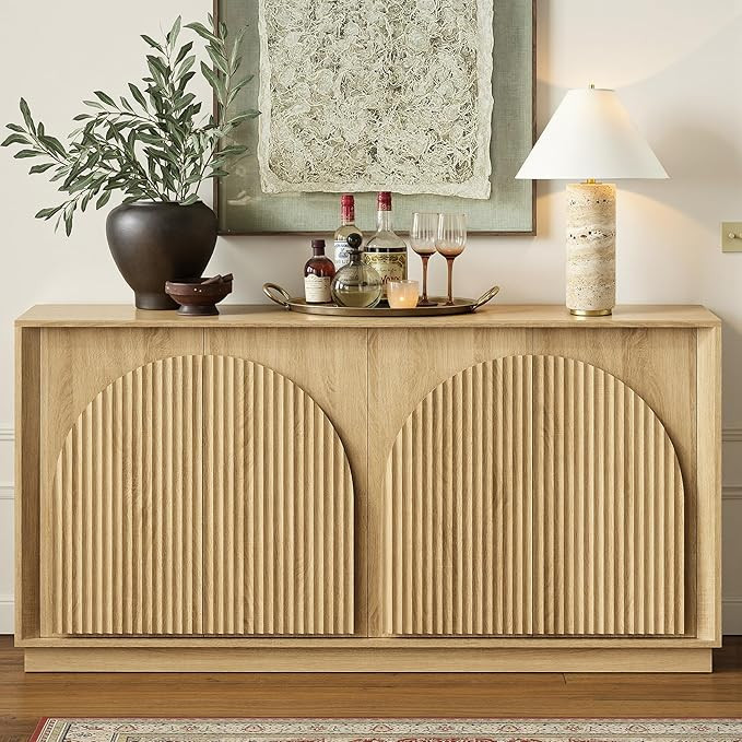 win2win Fluted Sideboard Buffet Cabinet with Storage, 65" Modern Accent Cabinet with Double-Layer... | Amazon (US)