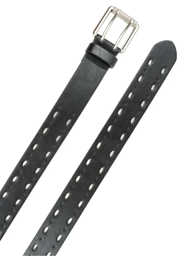 Time and Tru Women's Double Prong Perforated Belt, Black | Walmart (US)