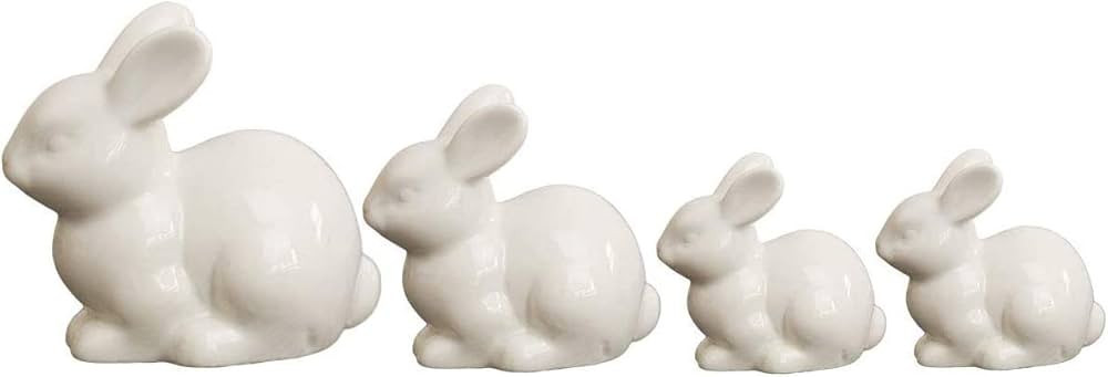 Chris.W Ceramic Bunny Rabbit Figurine, Set of 4 White Ceramic Bunnies, Home Tabletop Bookshelf Ea... | Amazon (US)