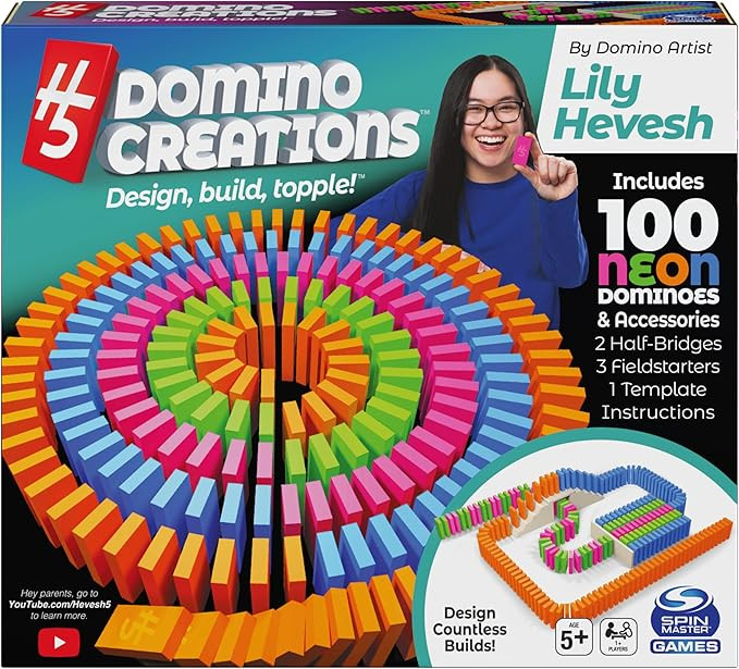 Spin Master Games, Lily Hevesh H5 Domino Creations 100-Piece Neon Dominoes Set, Kids Games, Build... | Amazon (US)