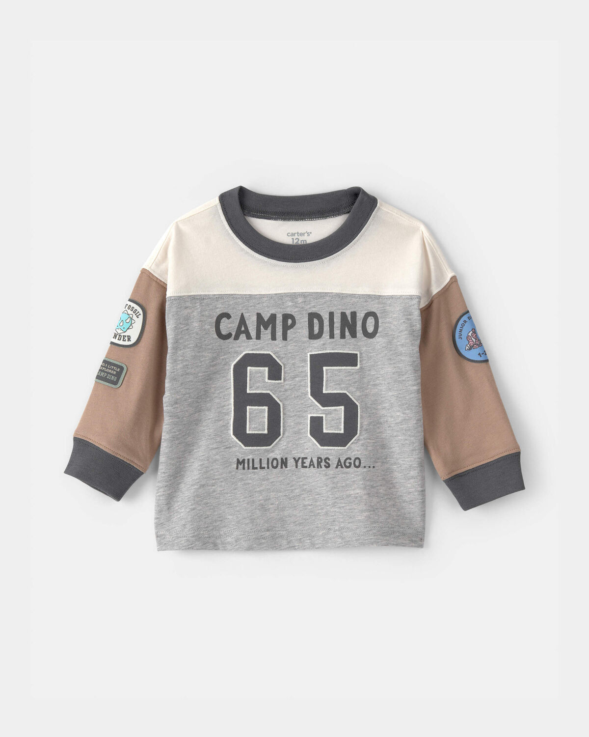 Baby Boy 'Camp Dino' Long-Sleeve T-Shirt - Brown/Grey | Carter's | Carter's Inc