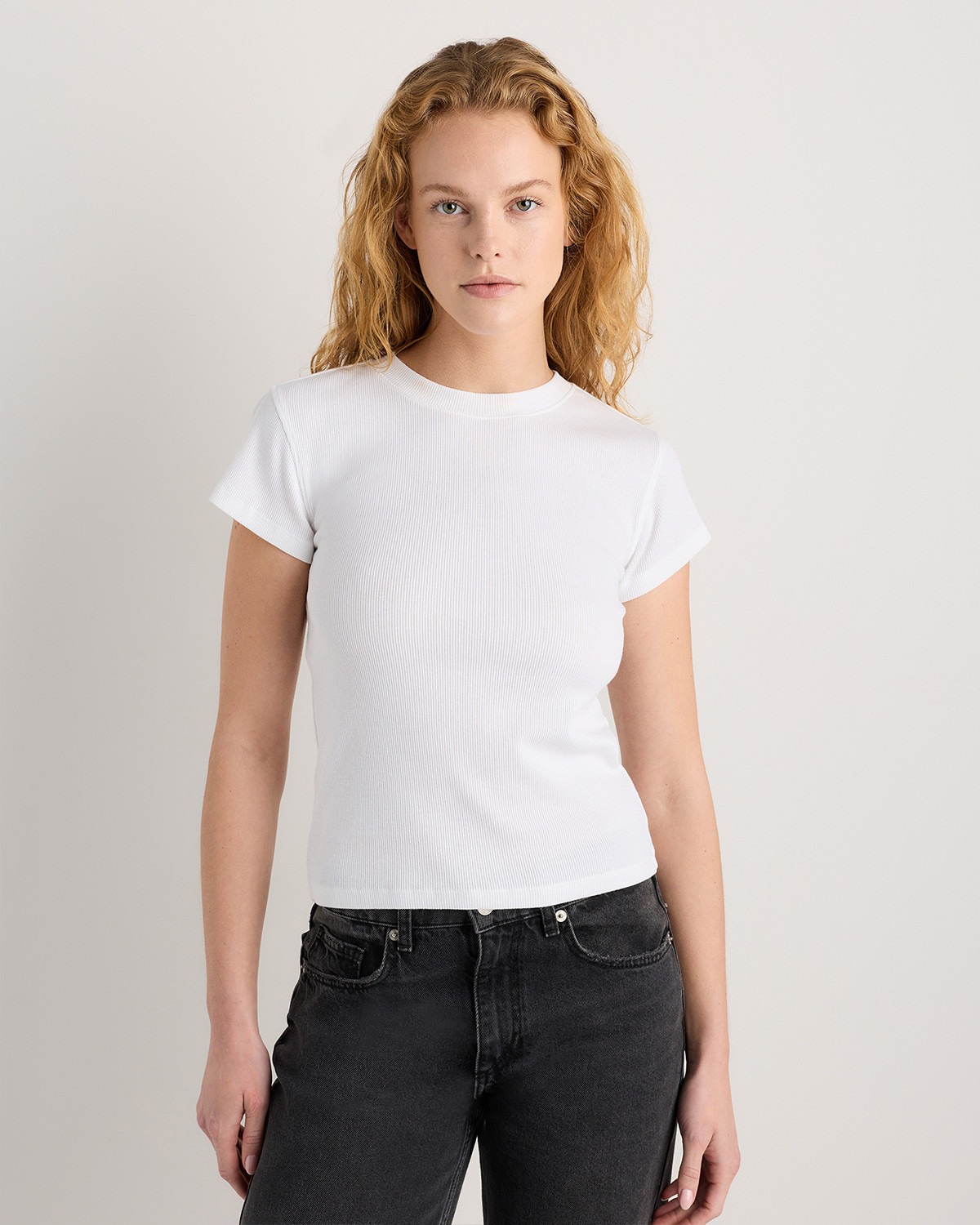 Quince | Women's Micro-Rib Crewneck T-Shirt in Soft White, Size Large, Organic Cotton | Quince