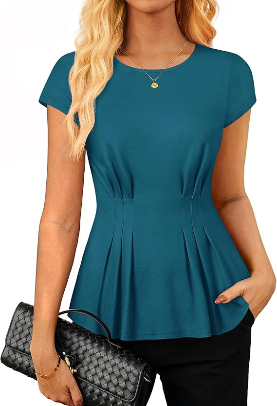 GRACE KARIN Womens Peplum Tops Dressy Casual,2026 Summer Short Sleeve Work Blouses, Business Shir... | Amazon (US)