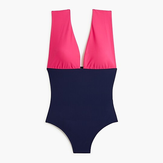 Factory: Colorblock V-neck One-piece For Women | J.Crew Factory
