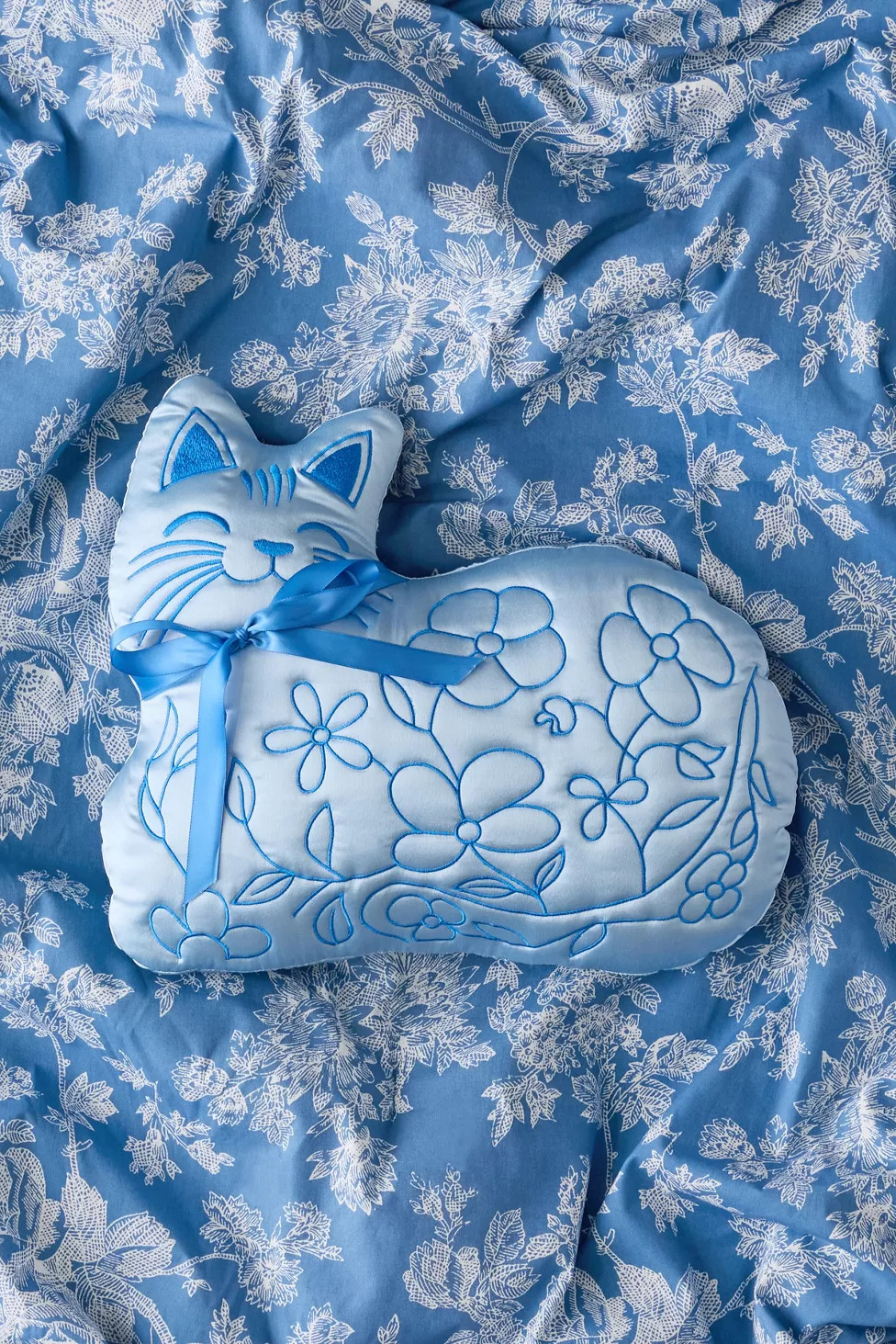Delfine Cat Shaped Satin Throw Pillow | Urban Outfitters (US and RoW)