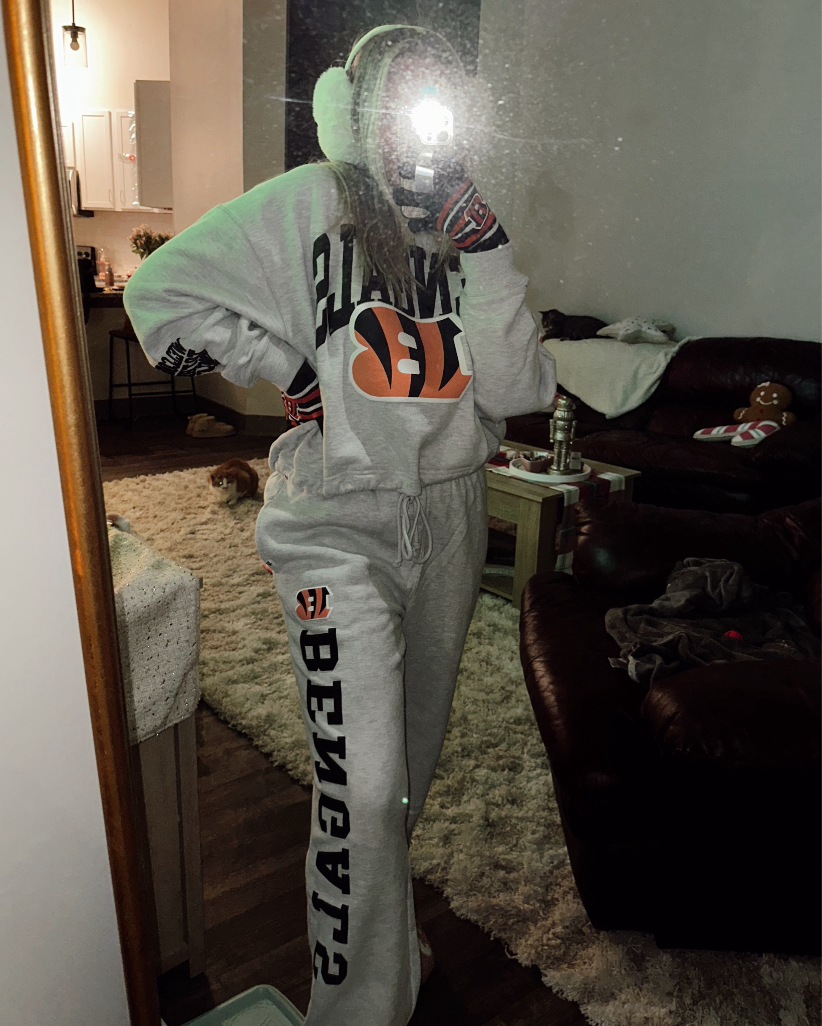 Calling all Joe Burrow… I mean BENGALS FANS!! 🐅🧡🖤✨
I am a size M/L and ordered a Large in both for an oversized fit. 
Gloves and earmuffs are linked! 

#LTKTravel #LTKActive #LTKU