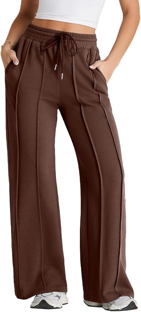 Herseas High Waisted Sweatpants for Women Elastic Elevated Seams Wide Leg Drawstring Loose Long P... | Amazon (US)