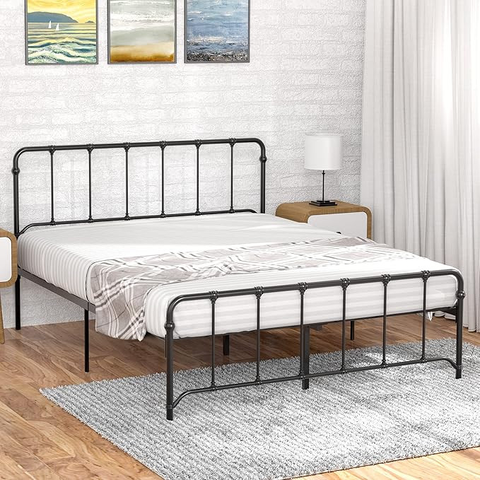 IDEALHOUSE Sturdy Metal Bed Frame with Headboard and Footboard / No Box Spring Needed / Easy Asse... | Amazon (US)