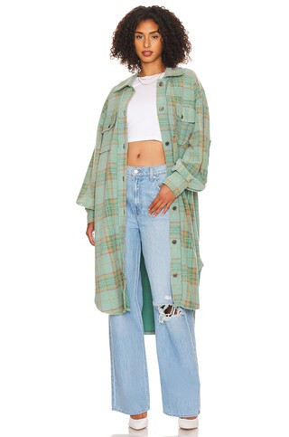 Free People Plaid Long Ruby Jacket in Sage Combo from Revolve.com | Revolve Clothing (Global)