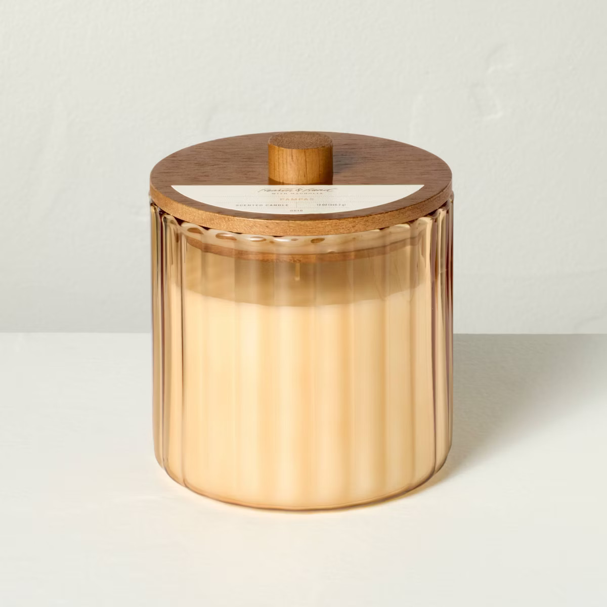 2 Wick Glass with Wooden Lid Jar Candle Cream 12oz - Hearth & Hand™ with Magnolia | Target