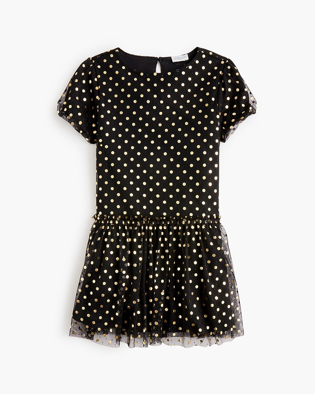 Girls' shiny gold polka-dot dress | J.Crew Factory