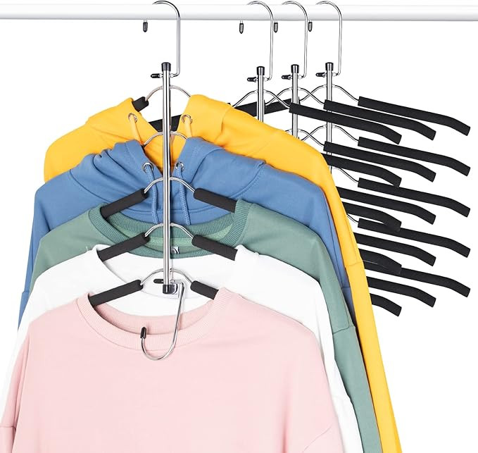 Space Saving Clothes Hangers - Non-Slip Blouse and Shirt Hangers, 5-in-1 Heavy Duty Multilayer Ha... | Amazon (US)