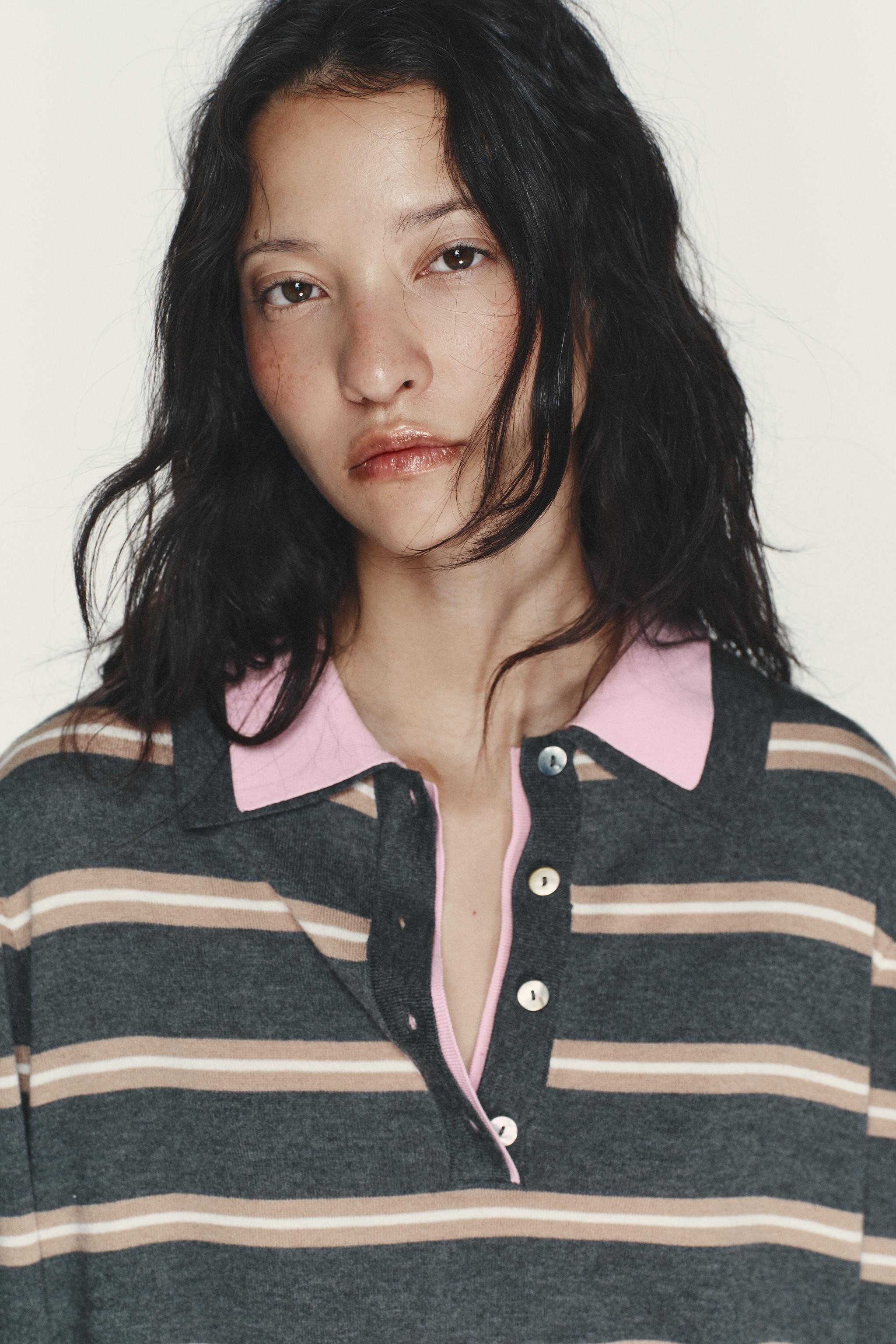 STRIPED COMBINED KNIT POLO SHIRT | Zara UK