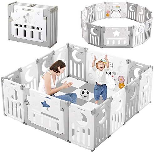 Baby Playpen, Dripex Upgrade Foldable Kids Activity Centre Safety Play Yard Home Indoor Outdoor B... | Amazon (US)