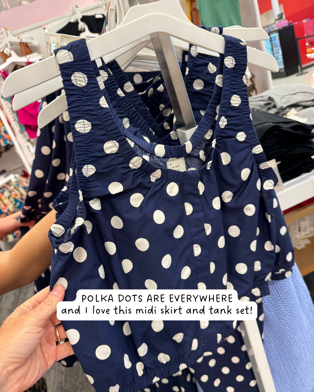 polka dot midi skirt and tank set - 3 colors available  

 
