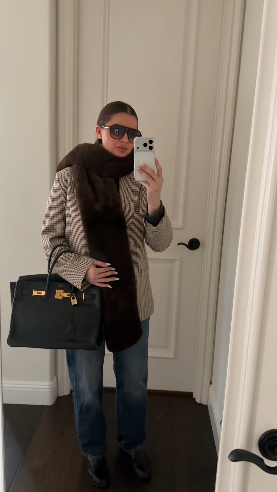 Styling a plaid blazer with straight leg jeans, a sweater and a faux fur scarf with black leather loafers and a classy birkin tote. Adding gold jewelry and aviator sunnies to elevate the look 

#LTKWorkwear #LTKFindsUnder100 #LTKootd



#LTKgrwm #LTKSeasonal #LTKFindsUnder50