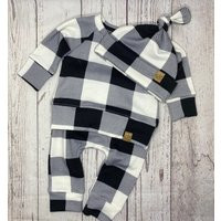 Black/White Plaid Baby Pants, Coming Home Outfit, Jogger Leggings, Newborn Boy Girl Outfit | Etsy (US)