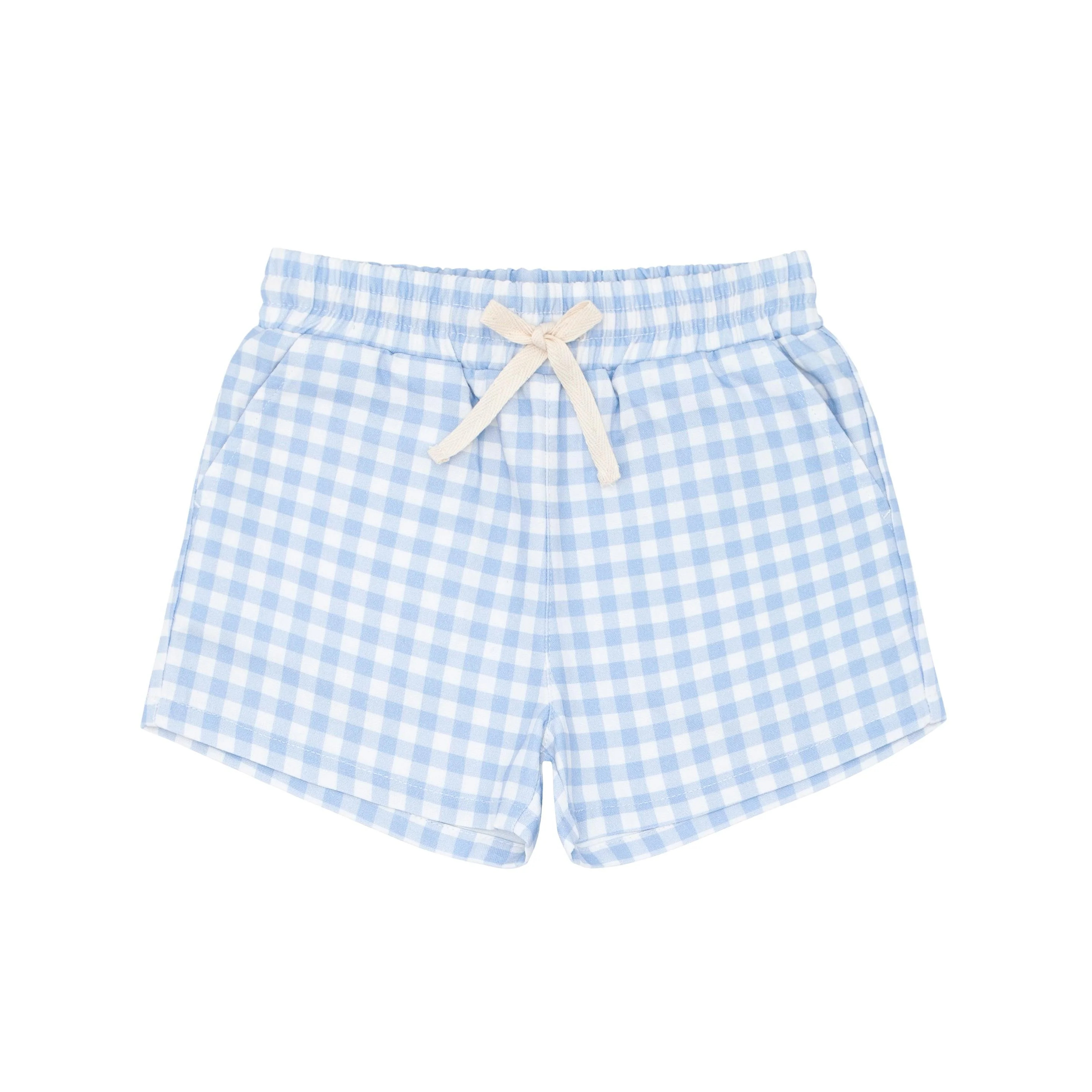 boys oasis blue gingham canvas short | minnow