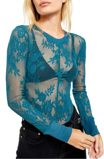 Lace Knit Long Sleeve Layering Top | Nordstrom Rack