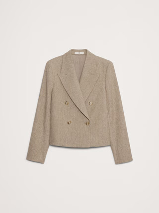 Herringbone Wool Flannel Crop Blazer | Banana Republic (US)