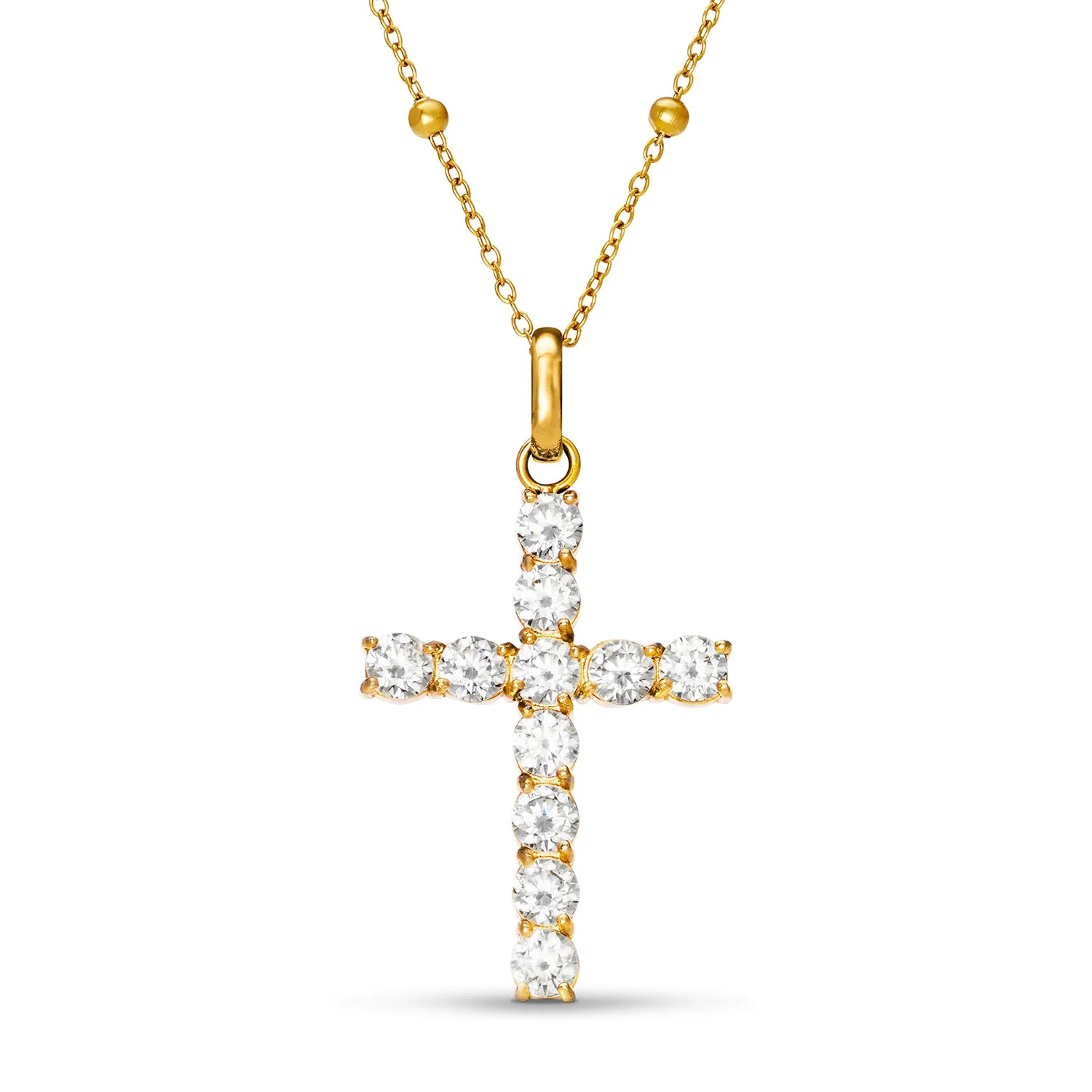 La Croix Crystal Cross Necklace (Gold) | Abbott Lyon
