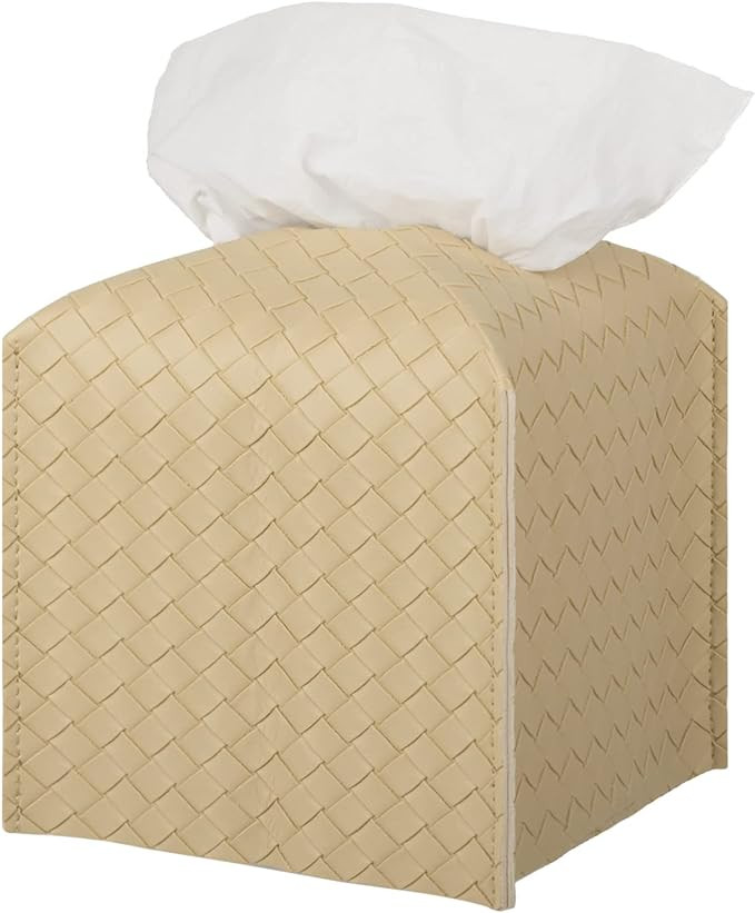 Tissue Box Cover PU Leather Tissue Holder Square Facial Tissue Case Facial Paper Organizer Dispen... | Amazon (US)