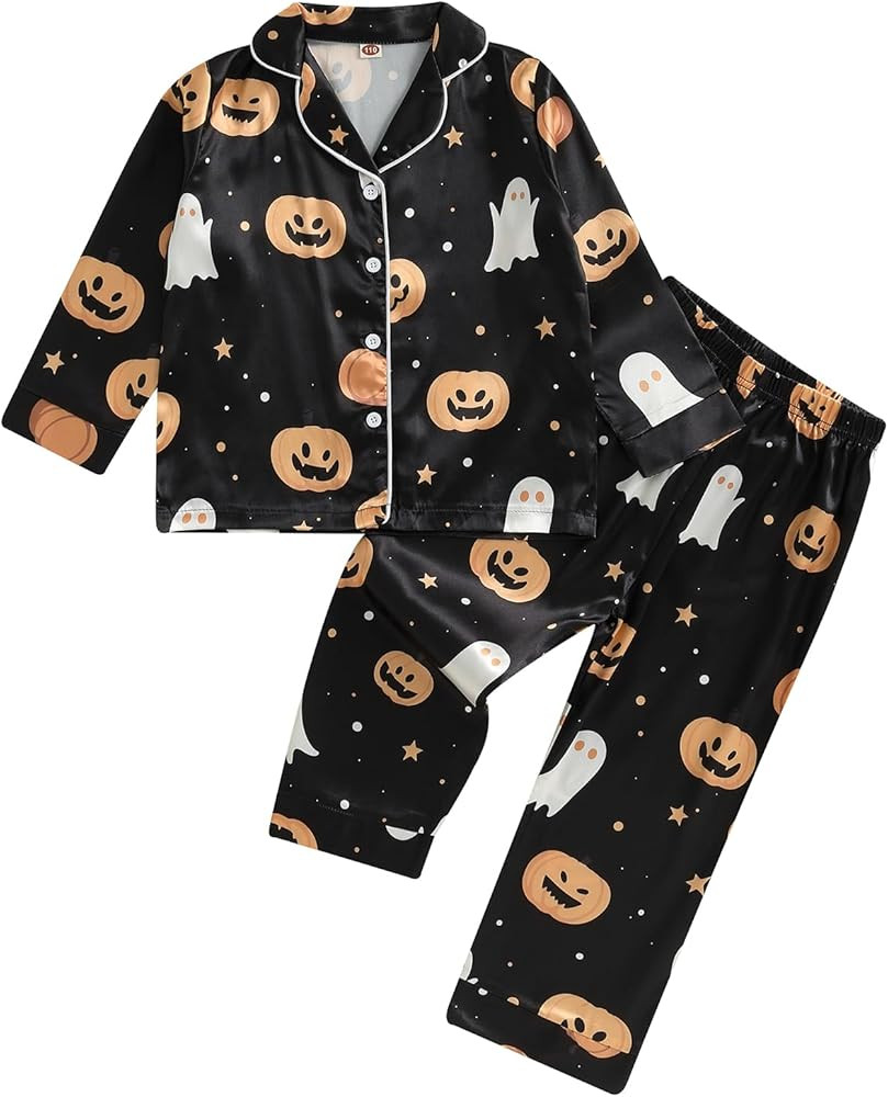 Toddlers Halloween Pajamas Baby Kids Boy Girl Pumpkin Pajama Set Ghost Pjs Jammies Button Down Lo... | Amazon (US)