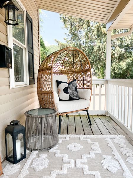 Updating our front porch space with a new outdoor rug, pillows and egg chair // outdoor patio set, outdoor furniture, patio furniture, patio chair, Walmart patio furniture, target patio decor, outdoor pilllows, patio rug, front porch decor, patio inspo, patio inspiration

#LTKhome #LTKfamily #LTKSeasonal #LTKstyletip #LTKsalealert