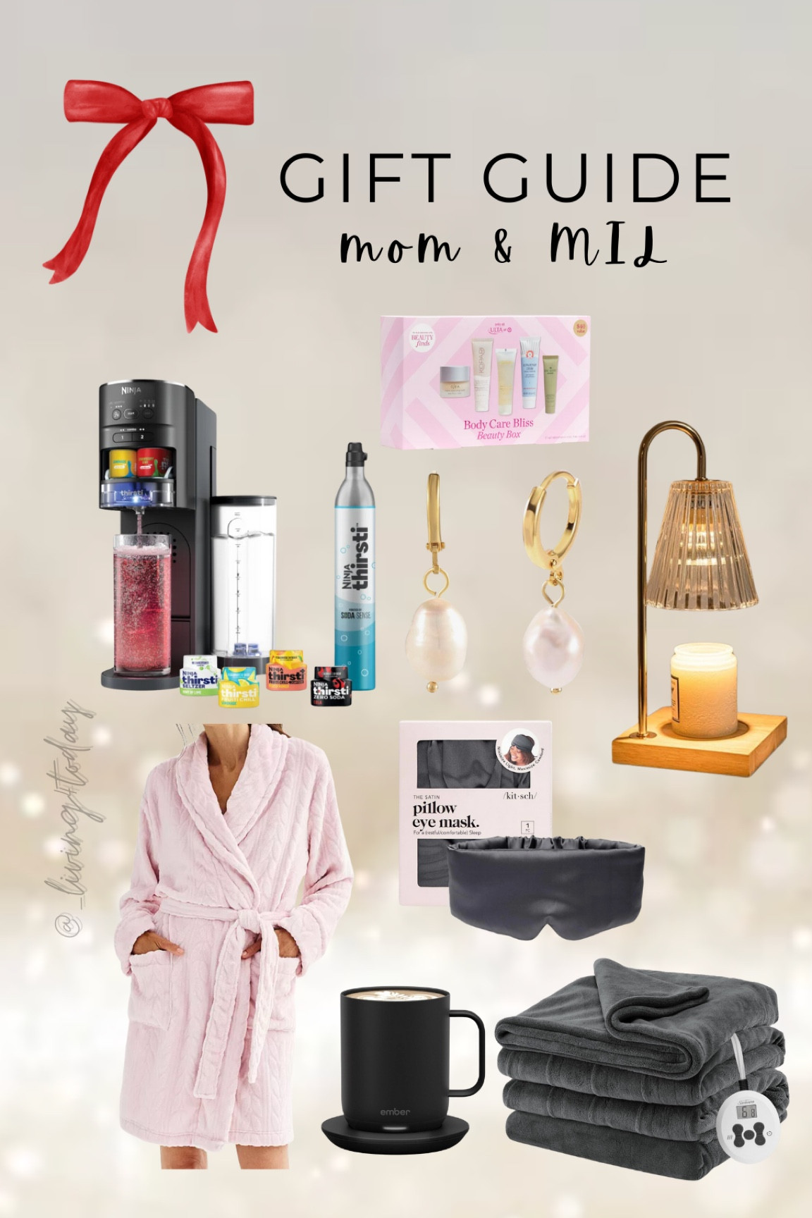 Gifts for your mom or mother in law that they will LOVE 

Candle warmer lamp, cute pearl earrings, Ninja sparkling soda maker, gift set from Target, plush robe, satin eye mask, heated blanket, ember coffee mug 

#LTKFindsUnder100 #LTKGiftGuide #LTKHoliday