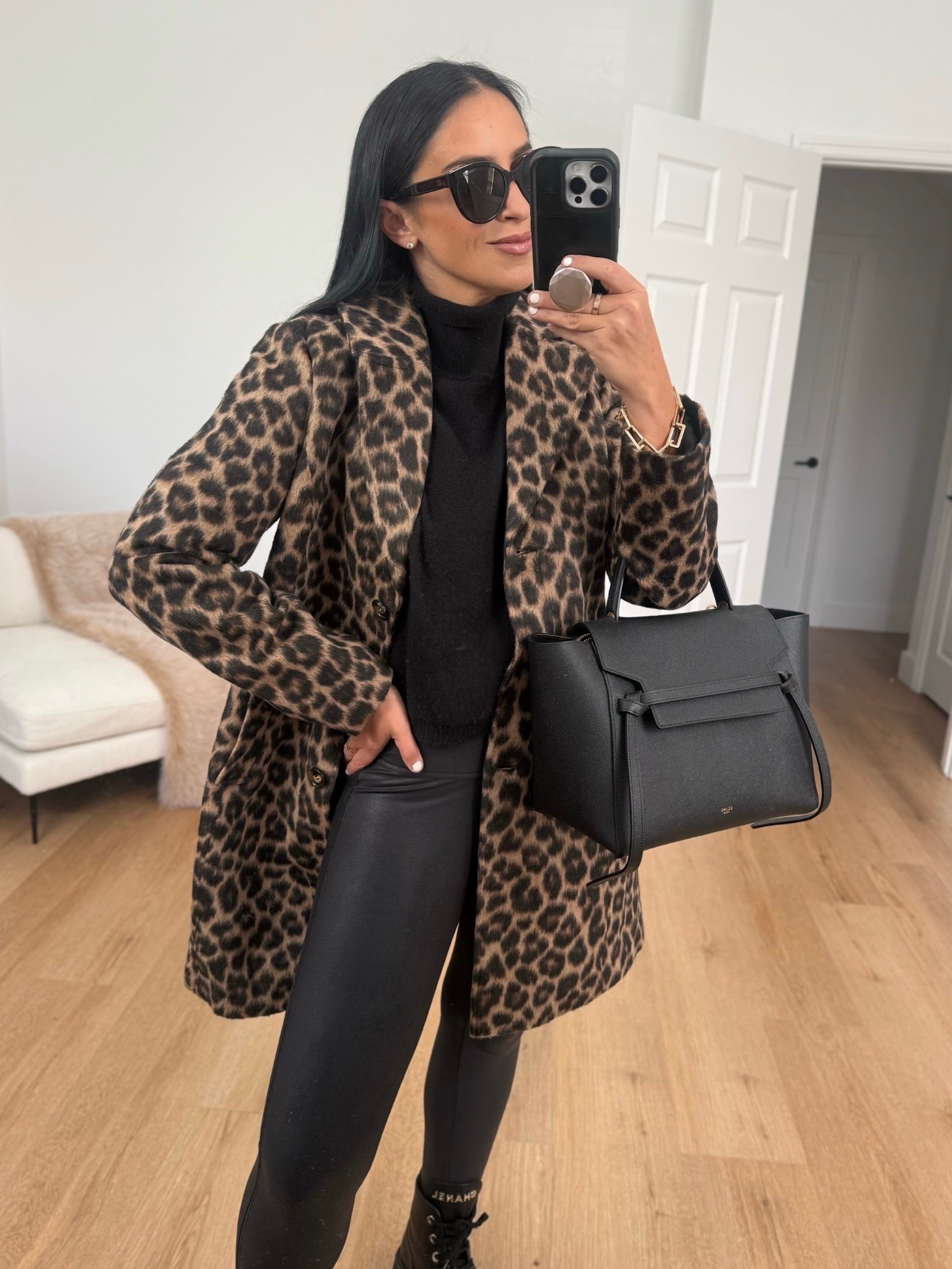 Time and Tru Women's Faux Wool Boyfriend Coat wearing size small.
Under $50