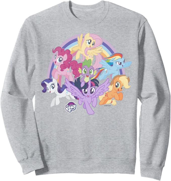 My Little Pony: Friendship Is Magic Rainbow Pony Group Shot Sweatshirt | Amazon (US)