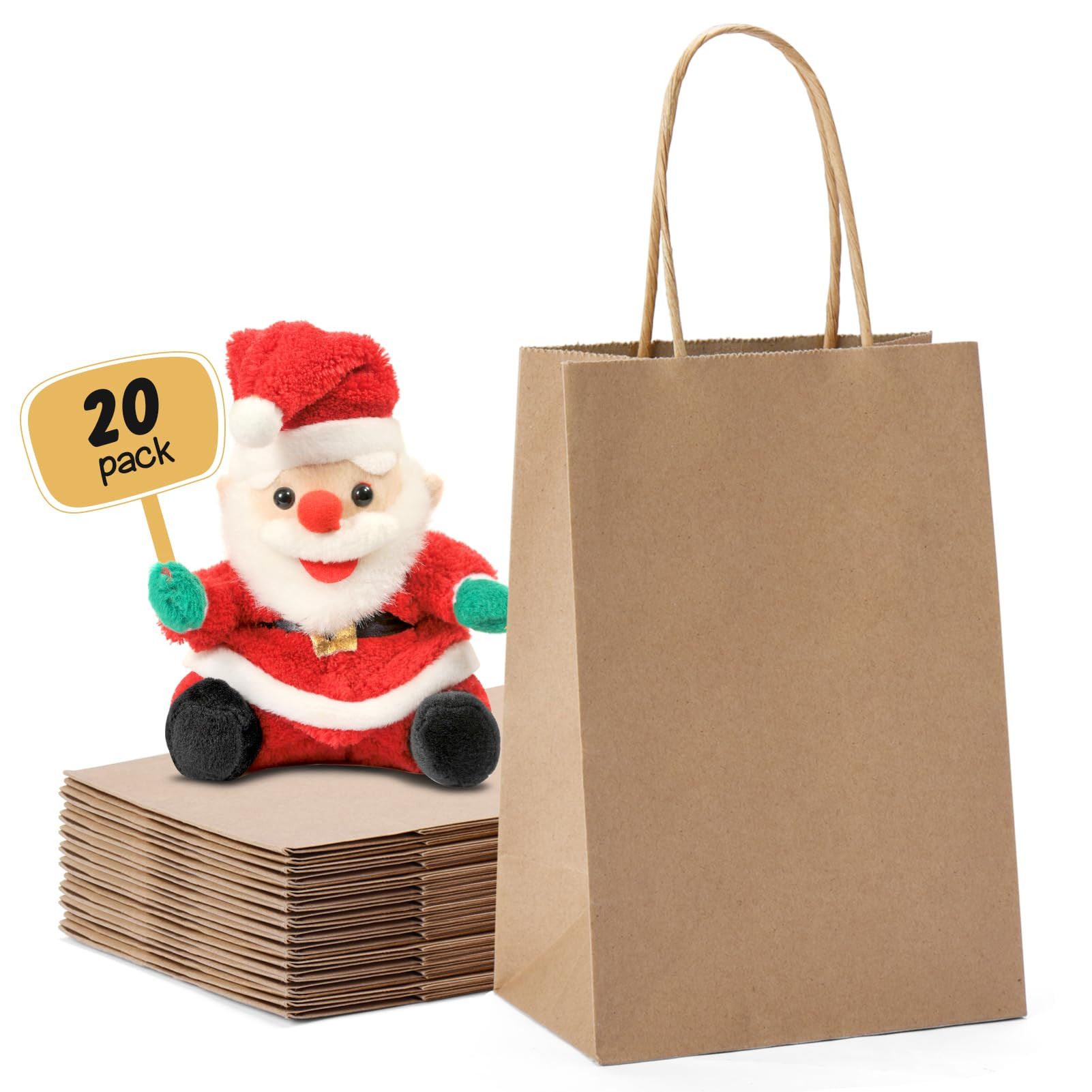 METRONIC Paper Gift Bags 5.25x3.75x8 Inch 20Pcs, Gift Wrap Bags with Handles, Brown Kraft Paper B... | Amazon (US)