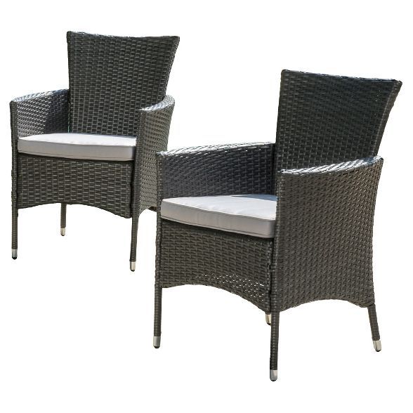 Malta Set of 2 Wicker Patio Dining Chair with Cushions - Christopher Knight Home | Target