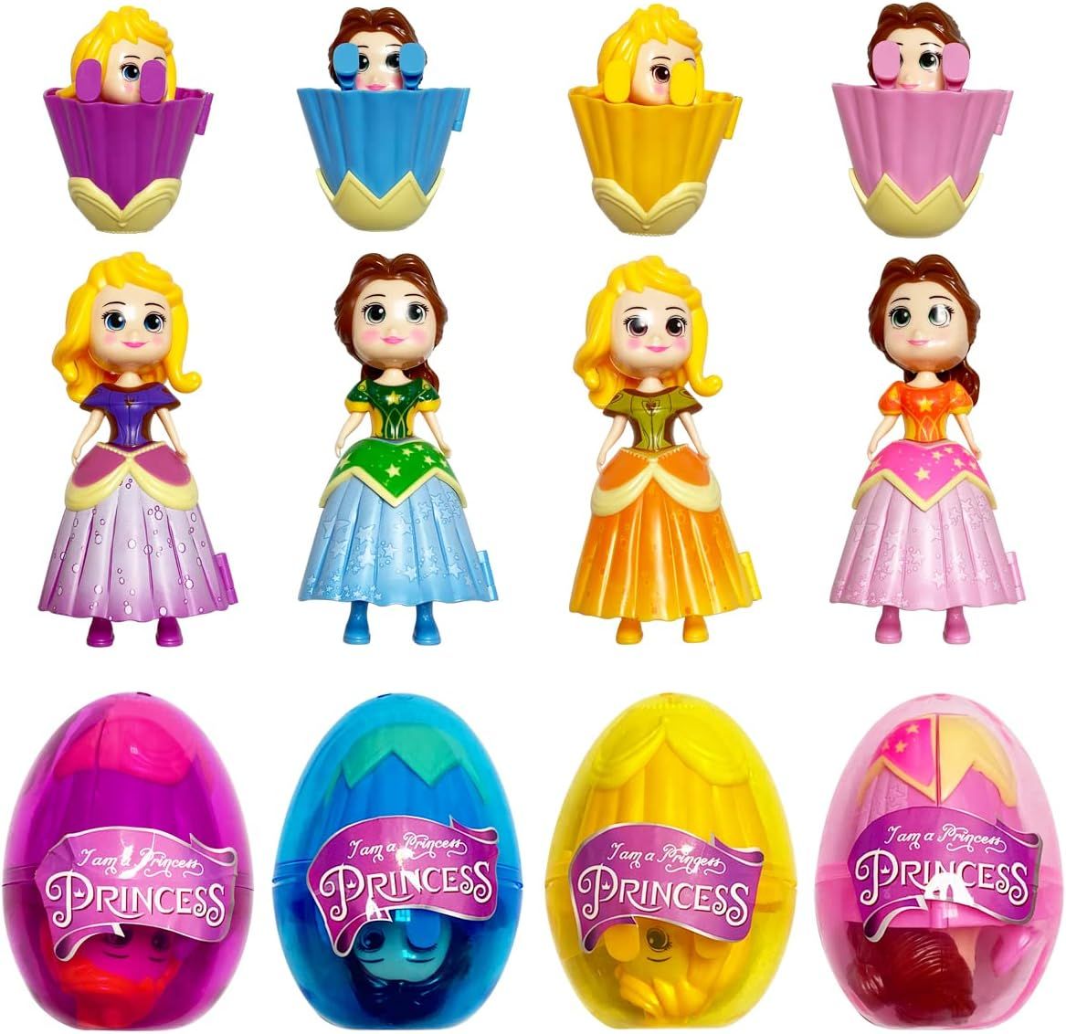 QINGQIU 4 Pack Jumbo Princess Deformation Prefilled Easter Eggs with Toys Inside for Kids Girls B... | Amazon (US)