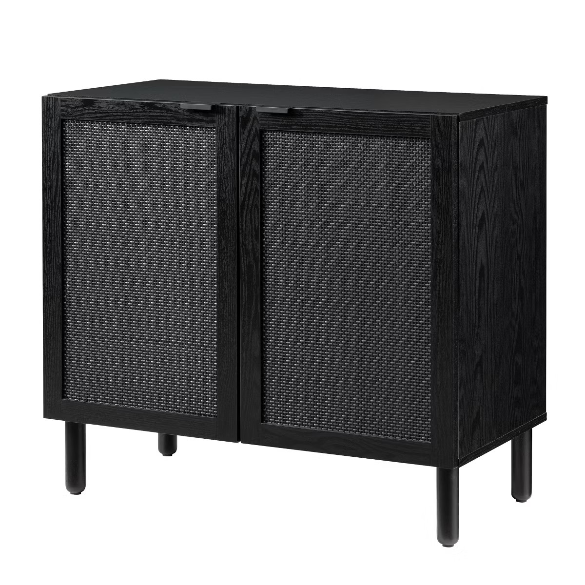 Orre 2 Door Cabinet Black/Black Rattan - Sango | Target