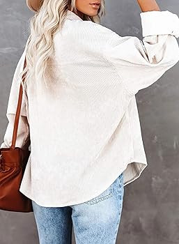 Astylish Women Corduroy Shirts Casual Long Sleeve Button Down Blouses Top | Amazon (US)