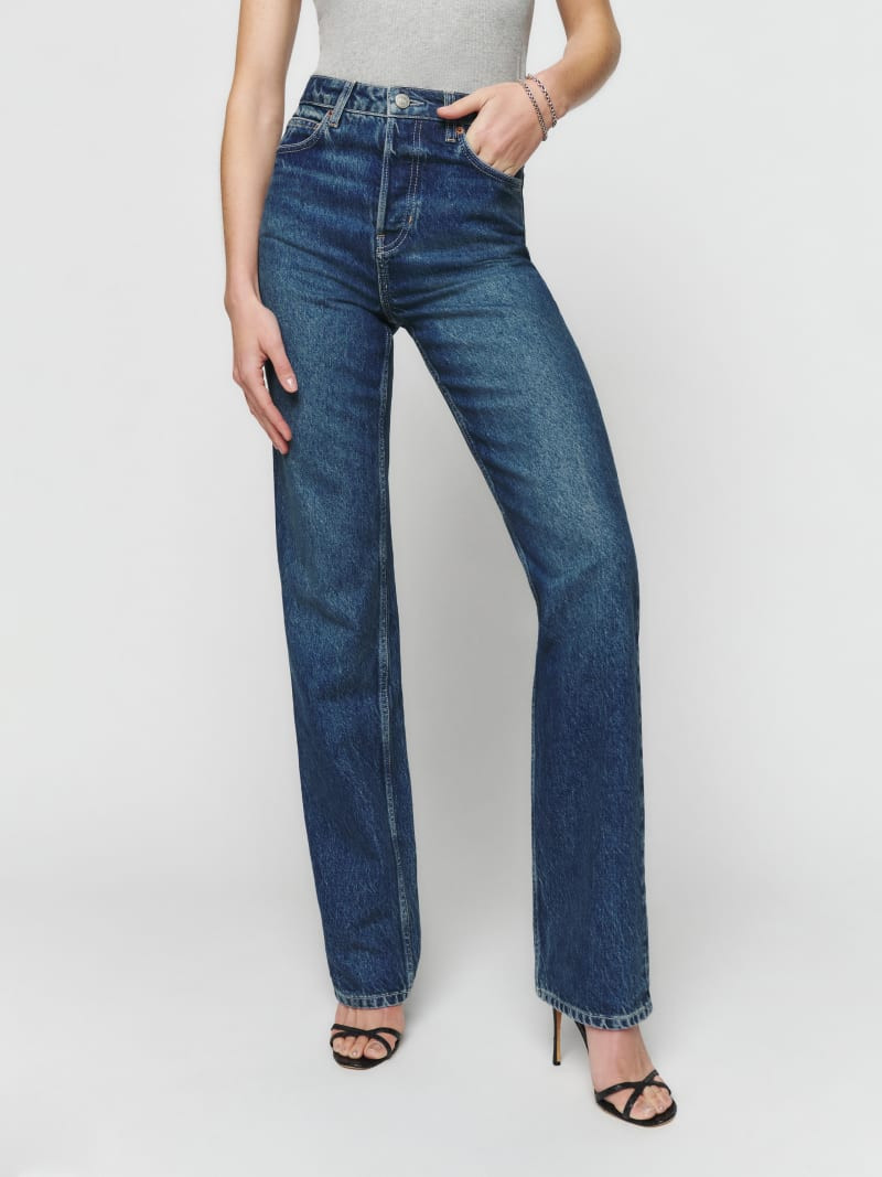 Cynthia High Rise Straight Long Jeans | Reformation (Global)