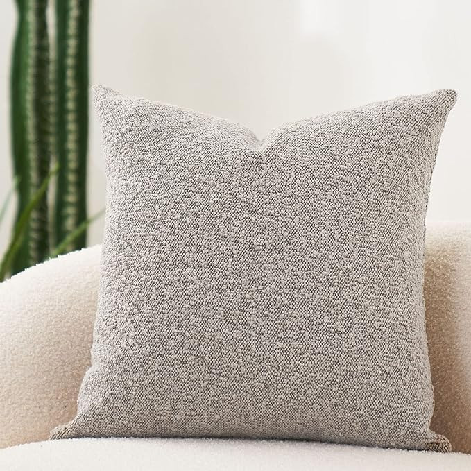DOMVITUS Luxury Decorative Throw Pillow Cover 18 x 18 Inch Textured Boucle Square Sofa Couch Pill... | Amazon (US)