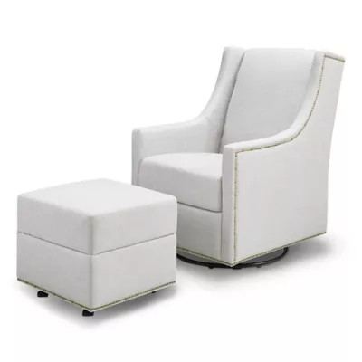 Million Dollar Baby Classic Harper Swivel Glider with Ottoman in Light Grey | Bed Bath & Beyond