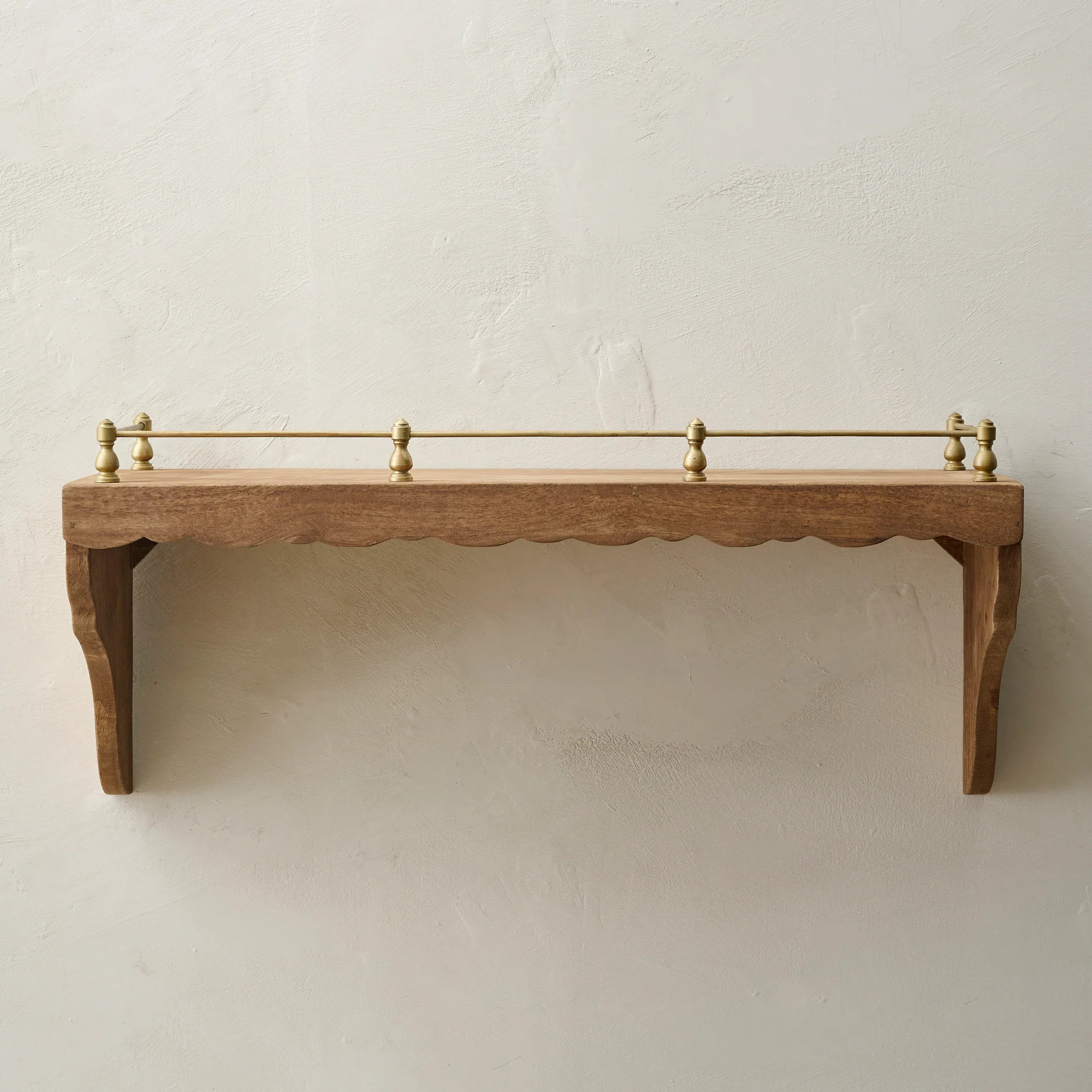 Quinn Wood and Brass Railing Shelf | Magnolia