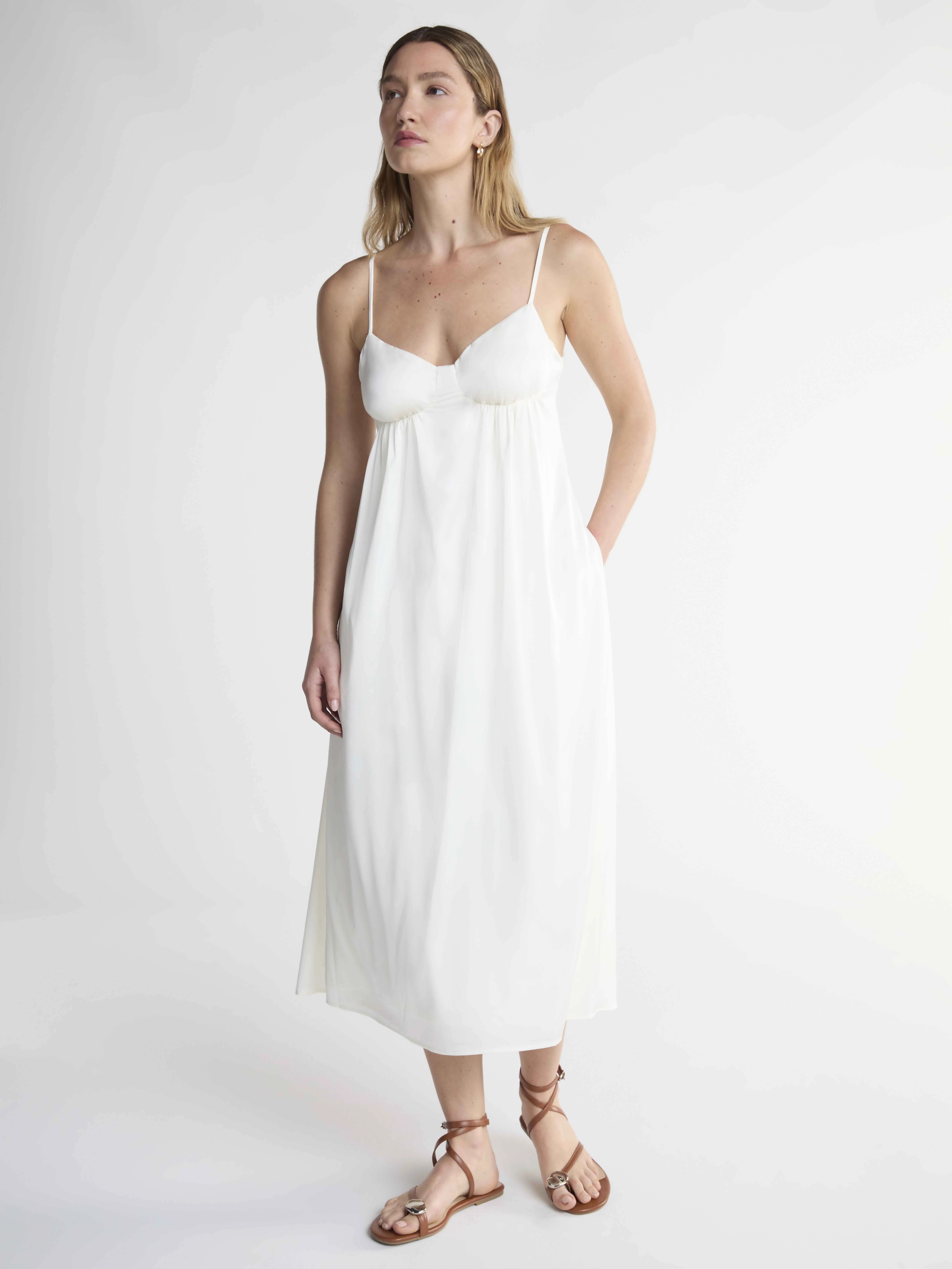 Scoop Women’s Satin Ruched Maxi Slip Dress, Sizes XS-XXL | Walmart (US)
