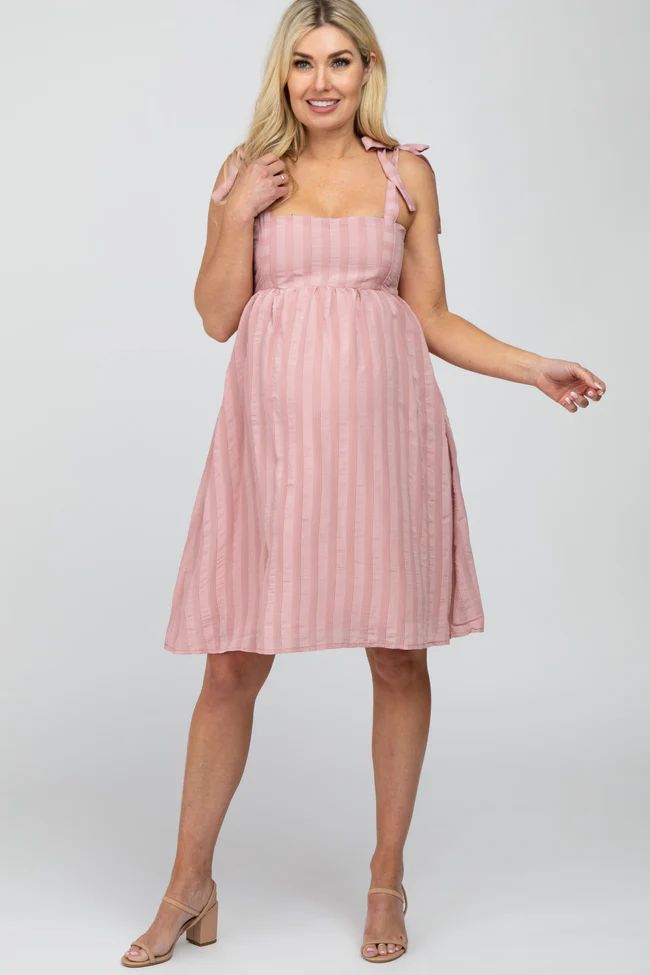 Pink Striped Babydoll Maternity Dress | PinkBlush Maternity