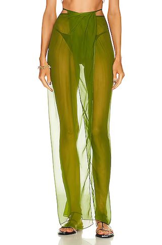 Christopher Esber Wrap Tie Sheer Skirt in Vert Green | FWRD | FWRD 