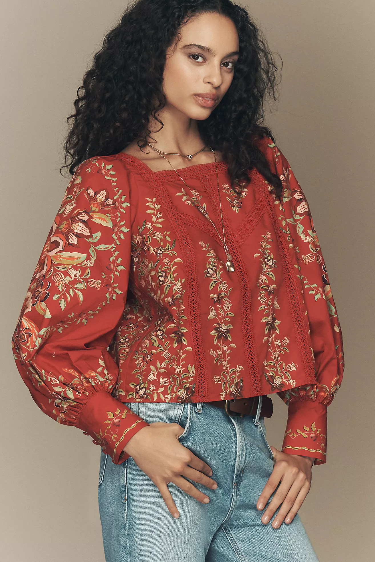Farm Rio x Anthropologie Square-Neck Blouse | Anthropologie (US)