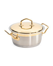 Made In Italy 3.8qt Stainless Steel Gold Plated Stockpot | TJ Maxx
