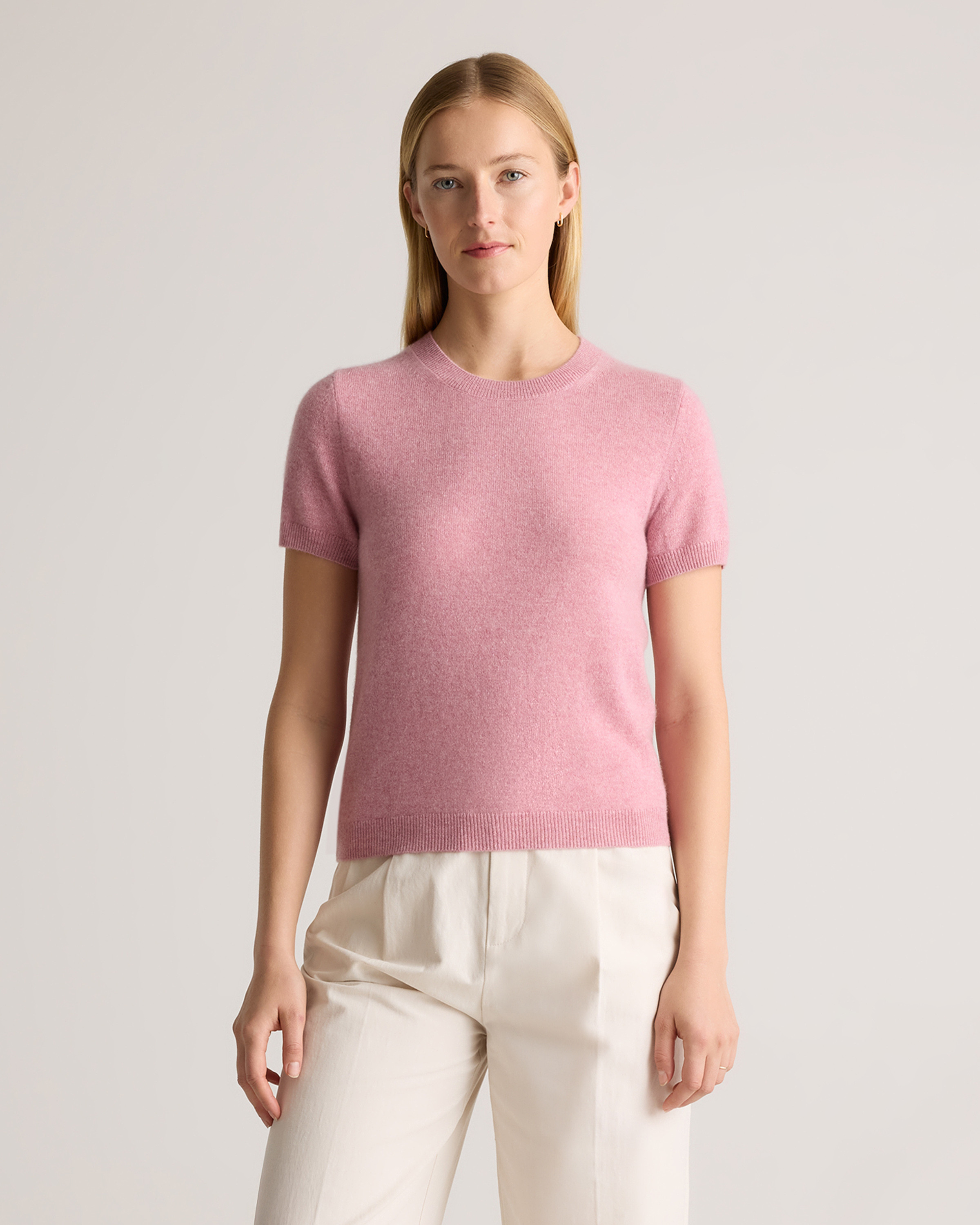 Quince | Women's Mongolian Cashmere T-Shirt in Mauve Mist, Size XS | Quince