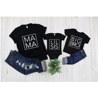 Mama Shirt, & Mini, Mommy Me, Lil Sis, Big Bro, Matching Siblings, Daughter, Son, Family, Black, Squ | Etsy (US)