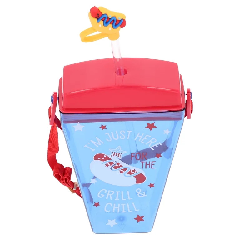 Ice Pop-Shaped Plastic Water Bottle with Hot Dog Topper, 15 oz, Patriotic by Way To Celebrate - W... | Walmart (US)