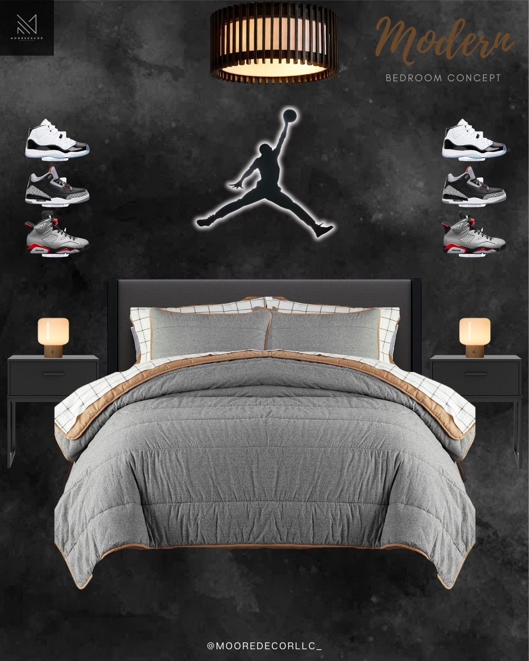 Modern Masculine Bedroom Design | Sneakerhead Room Inspiration

This modern masculine bedroom concept blends moody textures, layered neutrals, and sneaker display shelving to create a bold but functional space.

Featuring modern nightstands, statement lighting, a textured rug, and minimalist artwork, this design is perfect for creating a cool and elevated bedroom for sneaker lovers or teen spaces.

#LTKHome #LTKKids