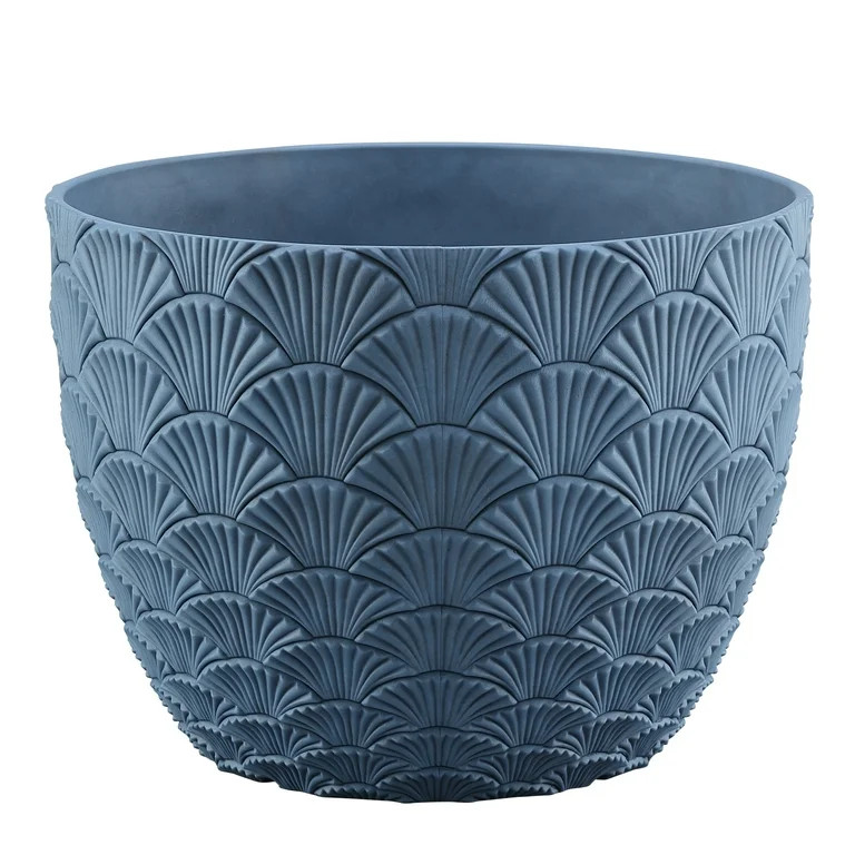 Mainstays Isla 12" x 12" x 9" Round Blue Paradise Plastic Planter | Walmart (US)